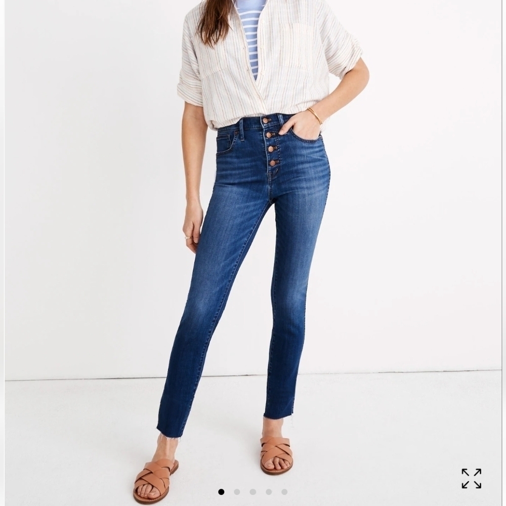 Madewell Womans 10" High-Rise Skinny Crop  Button-Front TENCEL Denim Edition 27